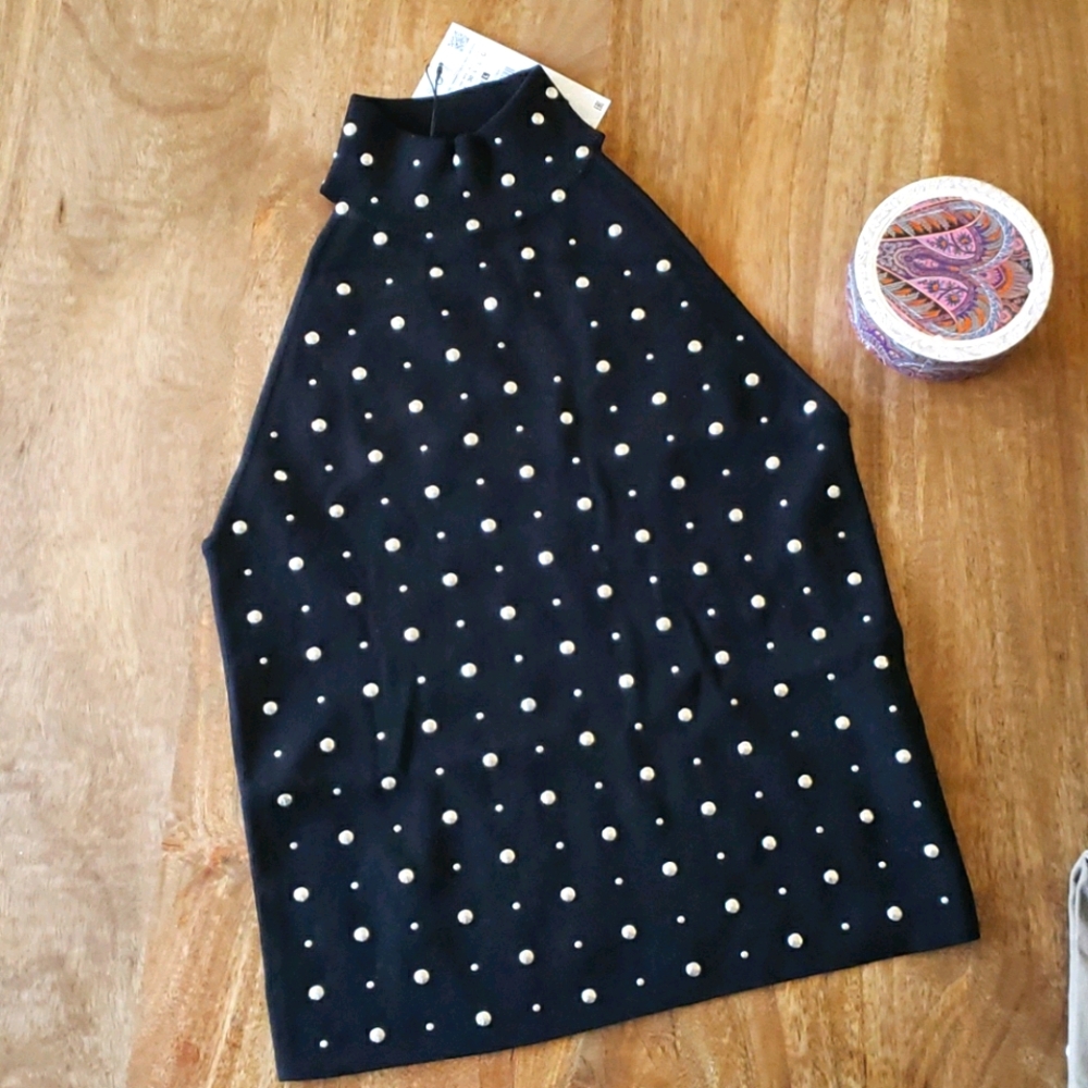 ZARA KNIT TOP WITH STUDS